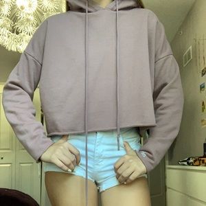 Pink/Tan Cropped Hoodie